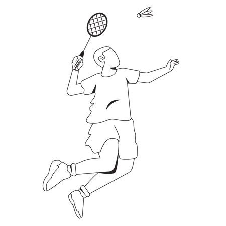 Homem esmagando o badminton  Ilustração