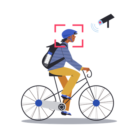 Homem dirigindo bicicleta Ilustração