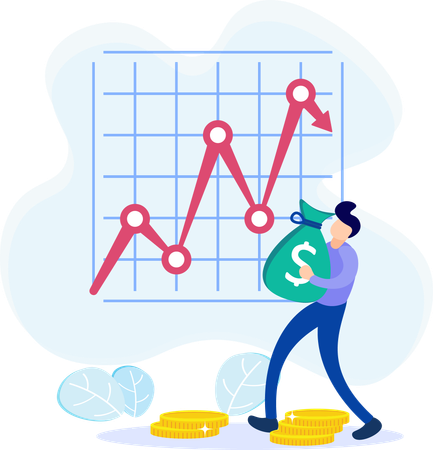 Homem discutindo gestão financeira  Ilustração