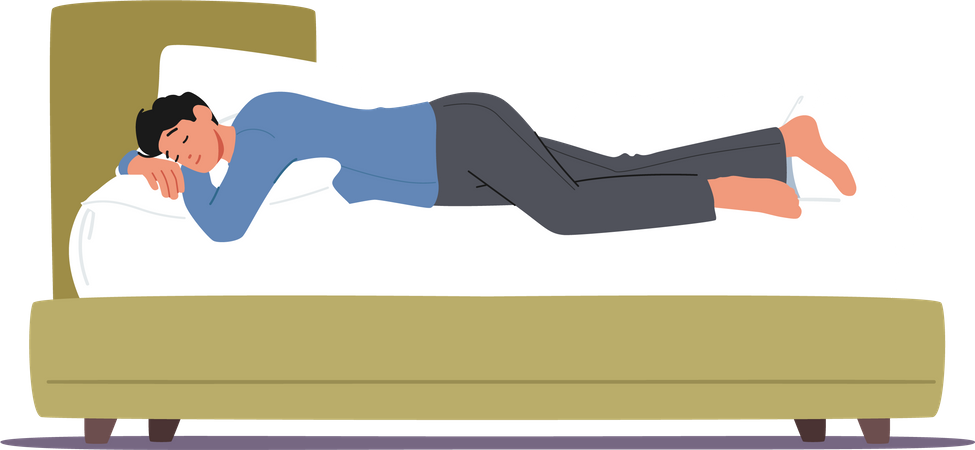 Homem dormindo em pose relaxada  Ilustração