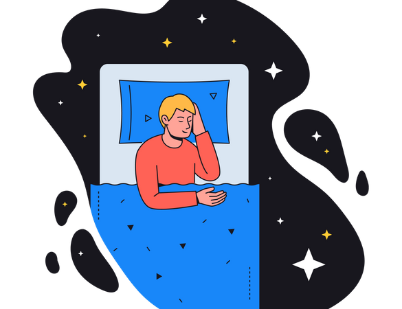 Homem dormindo na cama  Ilustração