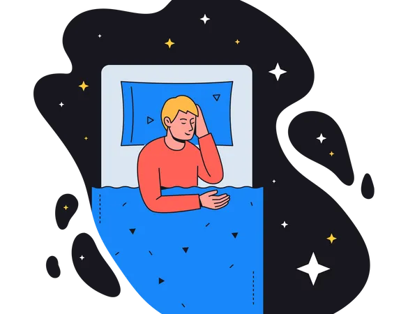 Homem dormindo na cama  Ilustração