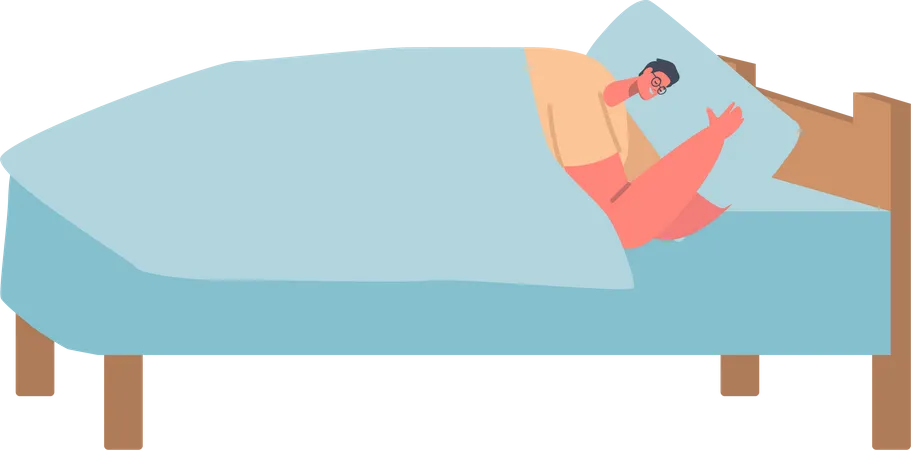 Homem dormindo na cama  Ilustração