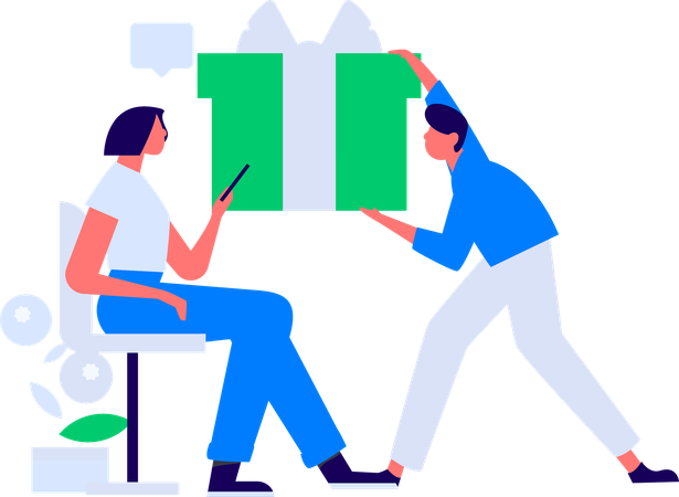Homem e mulher com depoimento de cliente  Ilustração