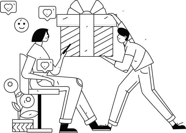 Homem e mulher com depoimento de cliente  Ilustração