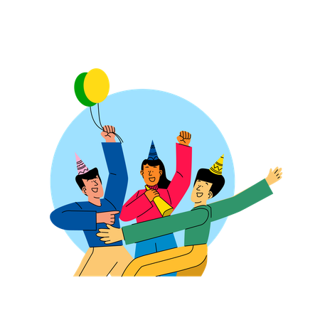 Homem e mulher comemorando festa de ano novo  Illustration