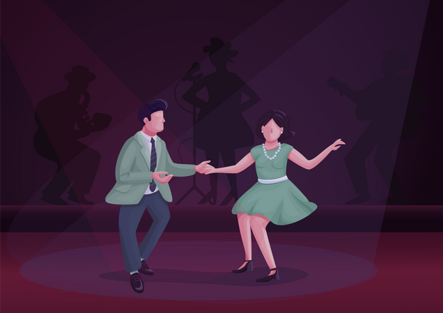 Homem e mulher dançando torção  Ilustração