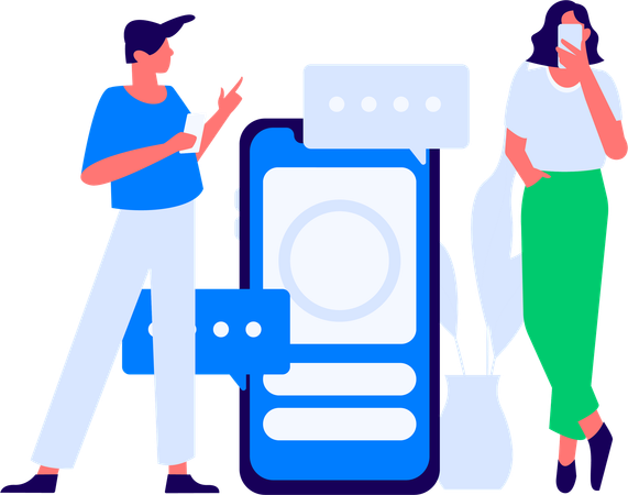 Homem e mulher dando depoimento de cliente  Ilustração