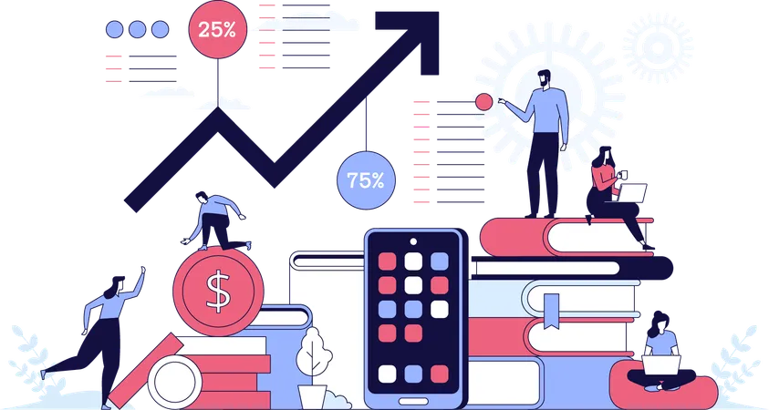 Homem e mulher fazendo consultoria financeira  Ilustração