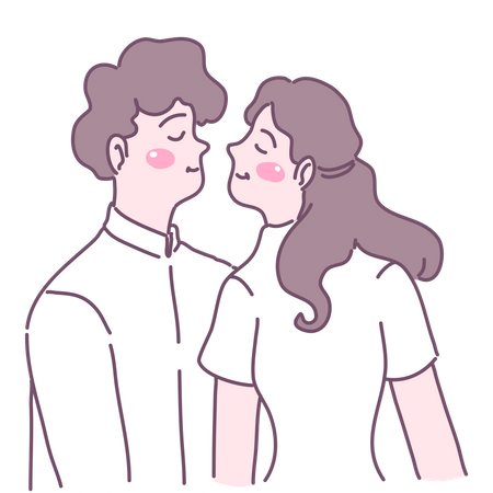 Homem e mulher vão se beijar  Ilustração