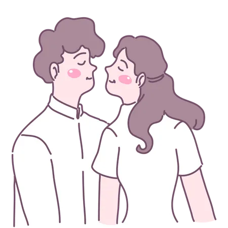 Homem e mulher vão se beijar  Ilustração