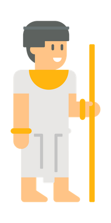Homem egípcio segurando a vara  Ilustração