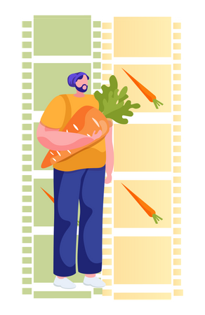 Homem em dieta vegana  Ilustração