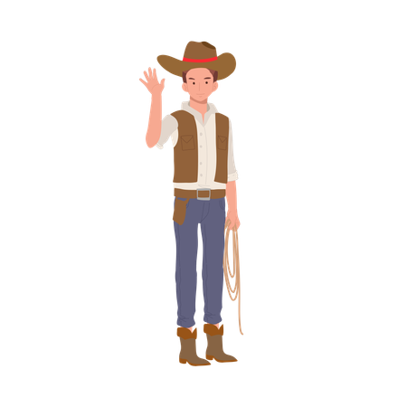 Homem de pé fantasiado de cowboy  Ilustração