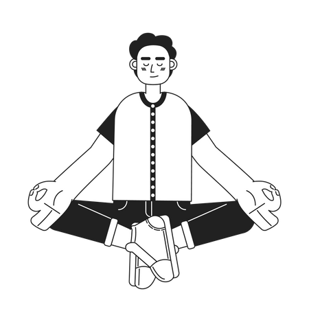 Homem em meditação relaxante  Ilustração