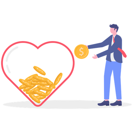 Empresário enchendo o coração de gratidão  Ilustração