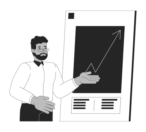 Empresário negro demonstrando gráfico de crescimento  Ilustração