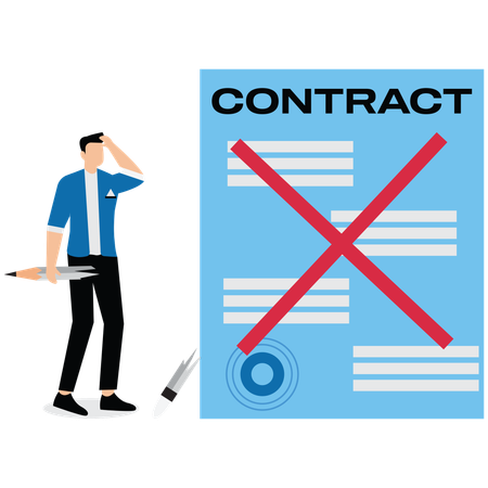 Empresário irritado segurando contrato de cancelamento  Ilustração