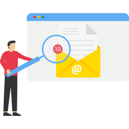 Homem encontrando e-mail  Ilustração