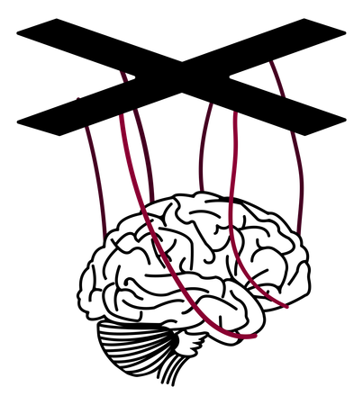 Homem enfrenta manipulação cerebral  Ilustração