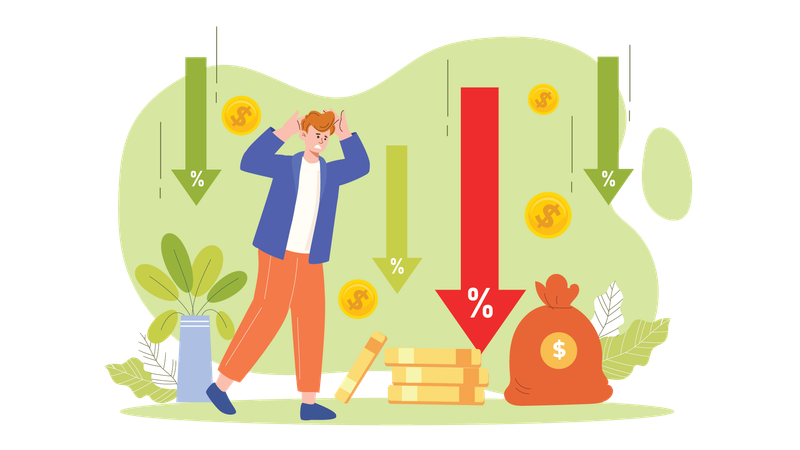 Homem lidando com crise econômica  Illustration