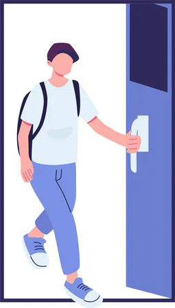 Homem entrando pela porta  Ilustração