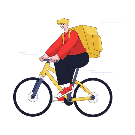 Homem entregando comida usando bicicleta  Ilustração