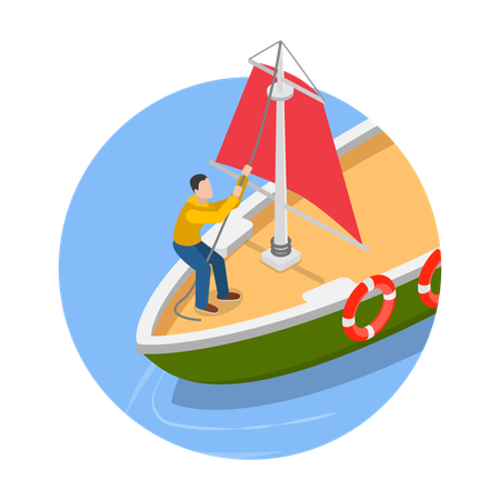 Homem entregando iate à vela  Ilustração