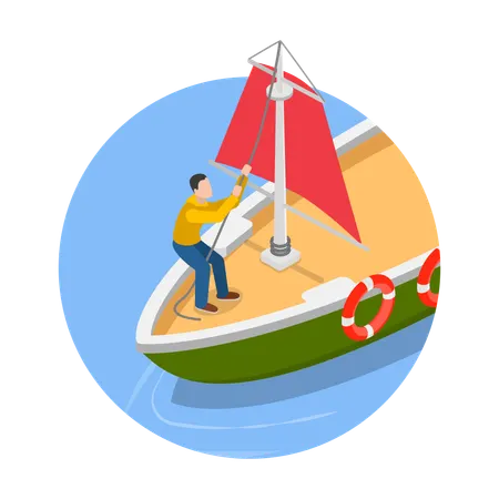 Homem entregando iate à vela  Ilustração