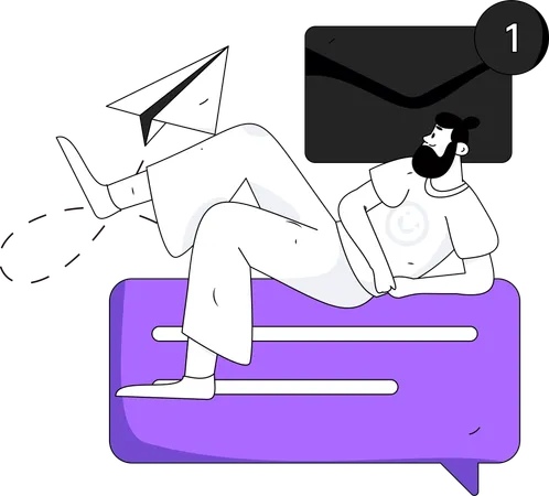 Homem enviando e-mail  Ilustração