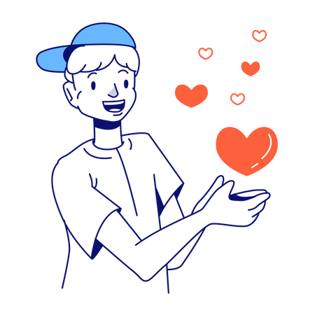 Homem enviando um coração  Illustration