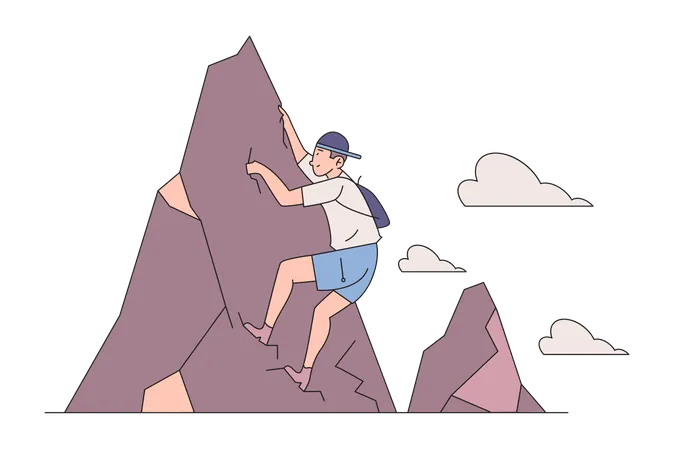 Homem escalando montanha  Ilustração