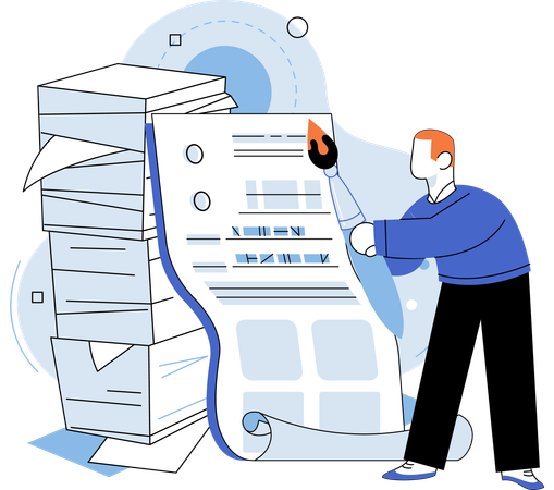 Homem escrevendo relatório  Ilustração