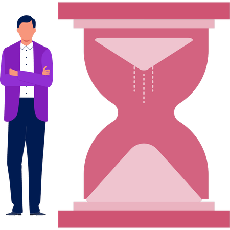 Homem esperando o tempo passar  Ilustração