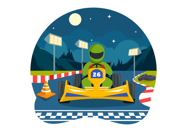 Homem esportivo dirigindo carro  Ilustração