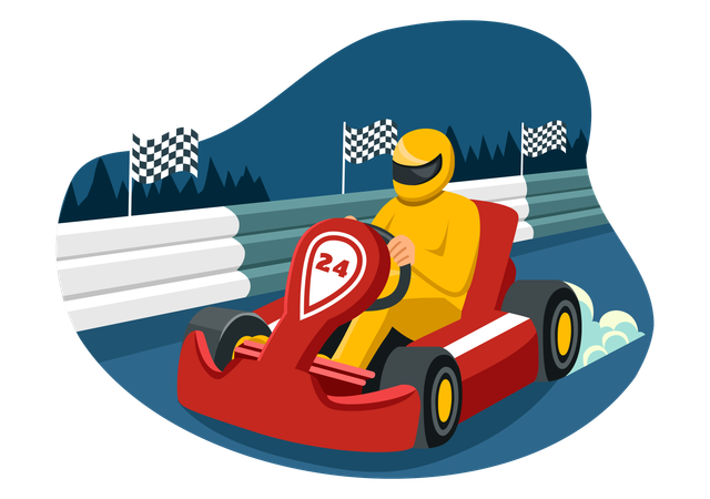 Homem esportivo dirigindo carro  Ilustração