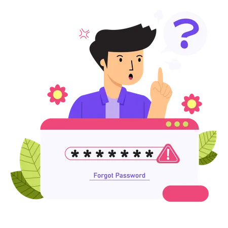 Homem esqueceu a página de login da senha  Ilustração