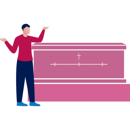 O homem está apontando para uma caixa de cadáver  Ilustração
