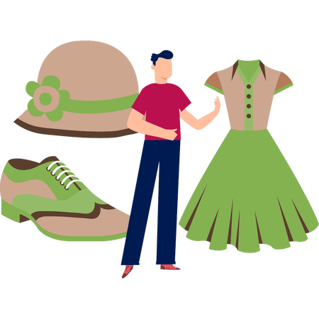 O homem está comprando um vestido  Ilustração