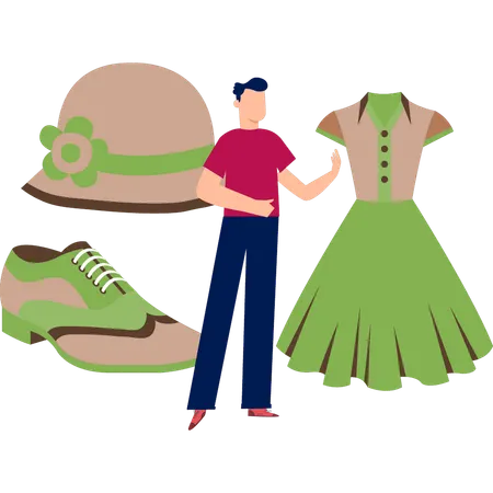 O homem está comprando um vestido  Ilustração