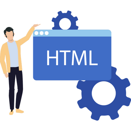 O homem está configurando o HTML  Ilustração