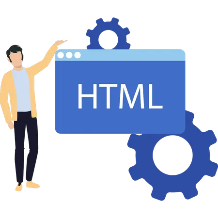 O homem está configurando o HTML  Ilustração