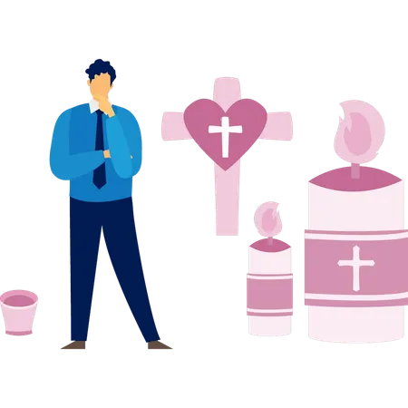 O homem está pensando sobre o sinal de clipart  Ilustração