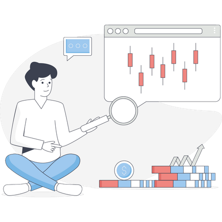 Homem está procurando mercado financeiro  Illustration