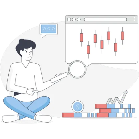 Homem está procurando mercado financeiro  Illustration