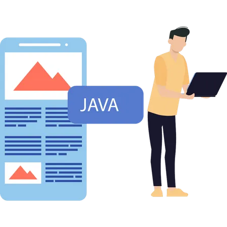 O homem está trabalhando em Java  Ilustração