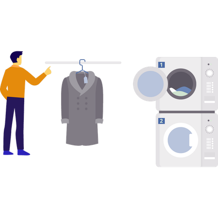 O homem está usando secadora e máquina de lavar  Illustration