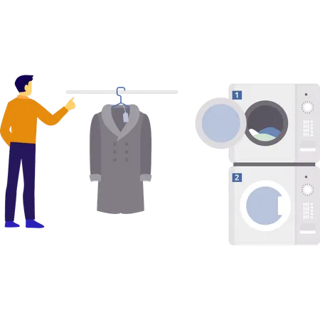 O homem está usando secadora e máquina de lavar  Illustration