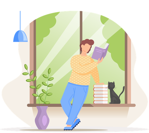 Homem estudando em casa  Ilustração