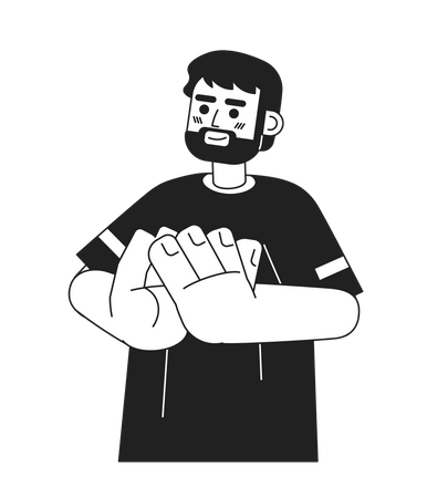Homem europeu barbudo batendo palmas  Ilustração